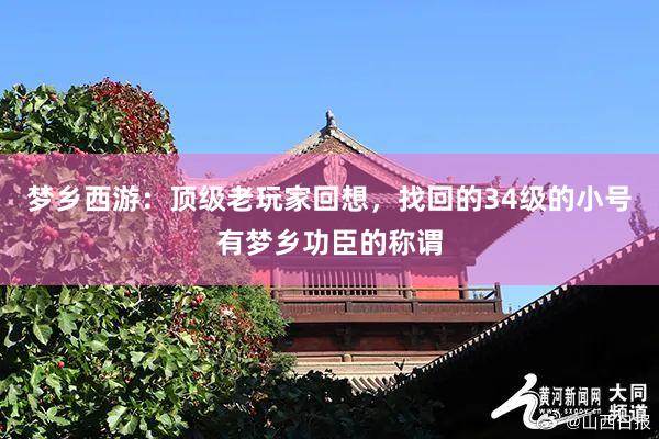 梦乡西游：顶级老玩家回想，找回的34级的小号有梦乡功臣的称谓
