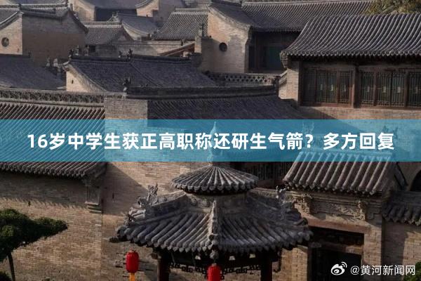16岁中学生获正高职称还研生气箭？多方回复