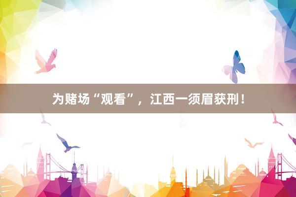 为赌场“观看”，江西一须眉获刑！