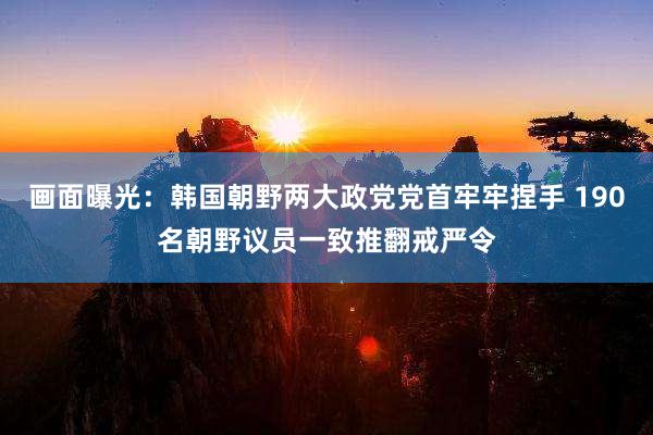画面曝光：韩国朝野两大政党党首牢牢捏手 190名朝野议员一致推翻戒严令