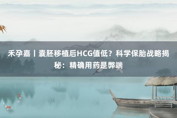 禾孕嘉丨囊胚移植后HCG值低？科学保胎战略揭秘：精确用药是弊端